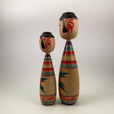 Kokeshi. Wonderful Tsugaru Kokeshi Doll Pair. Large-ish Vintage Kokeshi. Great Condition.