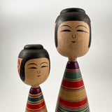 Kokeshi. Wonderful Tsugaru Kokeshi Doll Pair. Large-ish Vintage Kokeshi. Great Condition.
