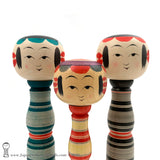 Kokeshi. NEW! Modern Striped Traditional Kokeshi by Minae Kamata. Ltd Edition.