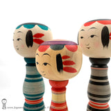 Kokeshi. NEW! Modern Striped Traditional Kokeshi by Minae Kamata. Ltd Edition.