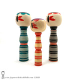 Kokeshi. NEW! Modern Striped Traditional Kokeshi by Minae Kamata. Ltd Edition.