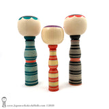 Kokeshi. NEW! Modern Striped Traditional Kokeshi by Minae Kamata. Ltd Edition.