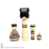 BRAND NEW! Delightful Group of Four Traditional (dento) Kokeshi Dolls by Yoshimi Koyama.