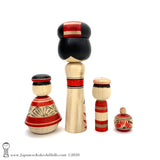 Kokeshi. Charming Family of Four Traditional Kokeshi Dolls by Yoshimi Koyama.BRAND NEW!