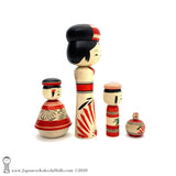Kokeshi. Charming Family of Four Traditional Kokeshi Dolls by Yoshimi Koyama.BRAND NEW!