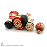 Kokeshi. Charming Family of Four Traditional Kokeshi Dolls by Yoshimi Koyama.BRAND NEW!