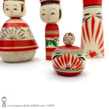 Kokeshi. Charming Family of Four Traditional Kokeshi Dolls by Yoshimi Koyama.BRAND NEW!