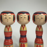 Kokeshi Group of Five. Beautiful Yajiro Kokeshi by Fukuo Niiyama. Traditional Kokeshi. Dento Kokeshi.