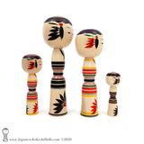 Kokeshi Family. NEW! Rare Group of Four Adorable Kokeshi by Atsushi Kimura.