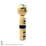 Kokeshi. NEW! Modern Kokeshi Doll with MCM Checked Kimono by Isao Sasaki.