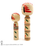 Kokeshi. Exquisite Pair of New Dento Kokeshi Dolls