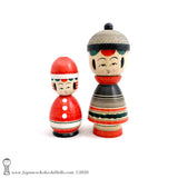 Christmas Kokeshi Dolls. Santa Kokeshi and assistant
