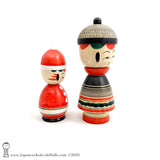 Kokeshi. Christmas Kokeshi Dolls. Santa. Japanese Wooden Dolls.