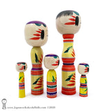 Kokeshi. One-of-a-Kind Group of Kokeshi Dolls by Takashi & Minae Kamata