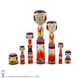 Kokeshi Dolls Family. Seven BRAND NEW Kokeshi Dolls by Toshio Takada. CUTE! COLORFUL!