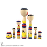 Kokeshi Dolls Family. Seven BRAND NEW Kokeshi Dolls by Toshio Takada. CUTE! COLORFUL!