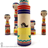 Kokeshi Dolls Family. Seven BRAND NEW Kokeshi Dolls by Toshio Takada. CUTE! COLORFUL!