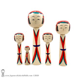 NEW!! Five AMAZING Kokeshi Dolls by Toshio Takada. Traditional Kokeshi. Modern Kimonos.