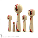 NEW!! Five AMAZING Kokeshi Dolls by Toshio Takada. Traditional Kokeshi. Modern Kimonos.