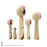 NEW!! Five AMAZING Kokeshi Dolls by Toshio Takada. Traditional Kokeshi. Modern Kimonos.