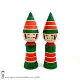 Kokeshi. Santa & Two Elves. Christmas Kokeshi Dolls. Japanese Wooden Dolls.