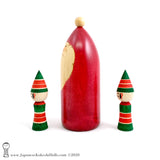 Kokeshi. Santa & Two Elves. Christmas Kokeshi Dolls. Japanese Wooden Dolls.