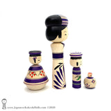 NEW! Family of Four Unique Traditional Kokeshi Dolls by Yoshimi Koyama.