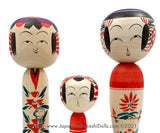 Kokeshi. TALL & UNIQUE. Three RARE Kokeshi Dolls. Takashi Kamata. Japanese Wooden Dolls.