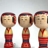 Kokeshi Group of Five. Beautiful Yajiro Kokeshi by Fukuo Niiyama. Traditional Kokeshi. Dento Kokeshi.
