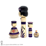 NEW! Family of Four Unique Traditional Kokeshi Dolls by Yoshimi Koyama.