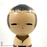 Kokeshi. NEW! Modern Kokeshi Doll with MCM Checked Kimono by Isao Sasaki.