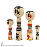Kokeshi Family. NEW! Rare Group of Four Adorable Kokeshi by Atsushi Kimura.