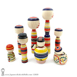 Kokeshi. NEW! Large Family of Traditional Kokeshi Dolls by Toshio Takada.