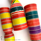Kokeshi Family. Five Yajiro Kokeshi, Yellow with Stripes by Takashi Kamata. Dento Kokeshi.