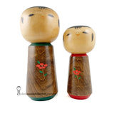 Kokeshi. Pair of LARGE Vintage Kokeshi Dolls by Hashime Takahashi.