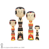 Kokeshi Family. NEW! Rare Group of Four Adorable Kokeshi by Atsushi Kimura.