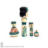 NEW! Family of Four Unique Traditional Kokeshi Dolls by Yoshimi Koyama.