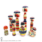 Kokeshi. NEW! Large Family of Traditional Kokeshi Dolls by Toshio Takada.