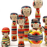 Kokeshi. NEW! Large Family of Traditional Kokeshi Dolls by Toshio Takada.