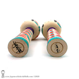 Kokeshi Doll Pair. NEW! Green & Red Kokeshi Pair by Takashi & Minae Kamata.