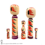 Kokeshi Family of Five. Brand New Traditional Kokeshi by Takashi Kamata. Dento Kokeshi.