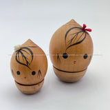 Kokeshi Pair. Vintage "Chestnut-shaped" Kokeshi Dolls. ADORABLE!