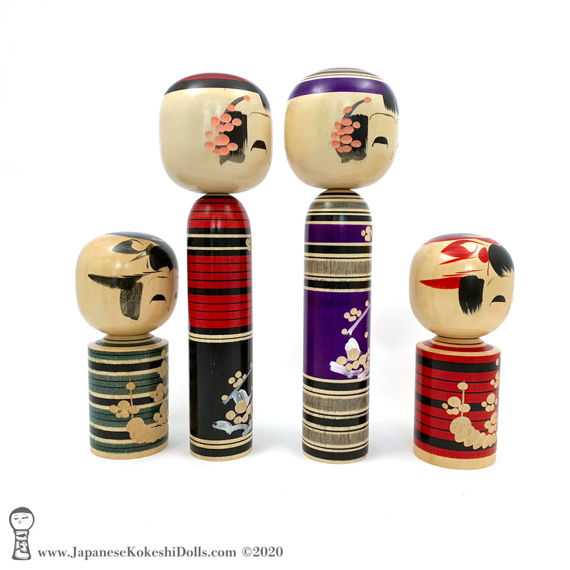 RARE COLORS! Vintage Kokeshi Family by Award-winning Artist Isao Sasaki. Fabulous!