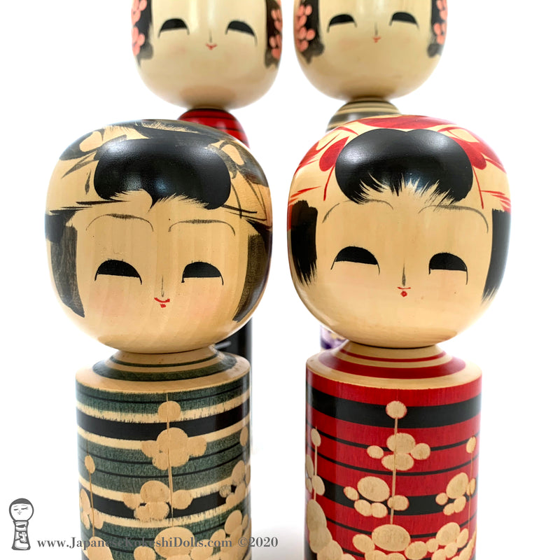 RARE COLORS! Vintage Kokeshi Family by Award-winning Artist Isao Sasaki. Fabulous!