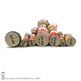 Kokeshi Dolls Family. Seven BRAND NEW Kokeshi Dolls by Toshio Takada. CUTE! COLORFUL!