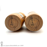 A photo showing the signature of kokeshi artist Isao Sasaki. The photo appears on the base of a one-of-a-kind modern kokeshi doll. The doll has a peaceful expression and is made from nicely grained hardwood.
