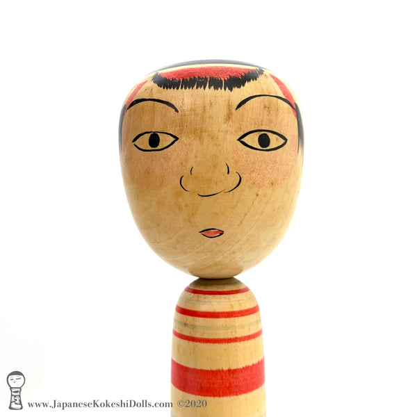 RARE Takobozu Kokeshi Doll with Bewildered Expression. Kokeshi Masterpiece.