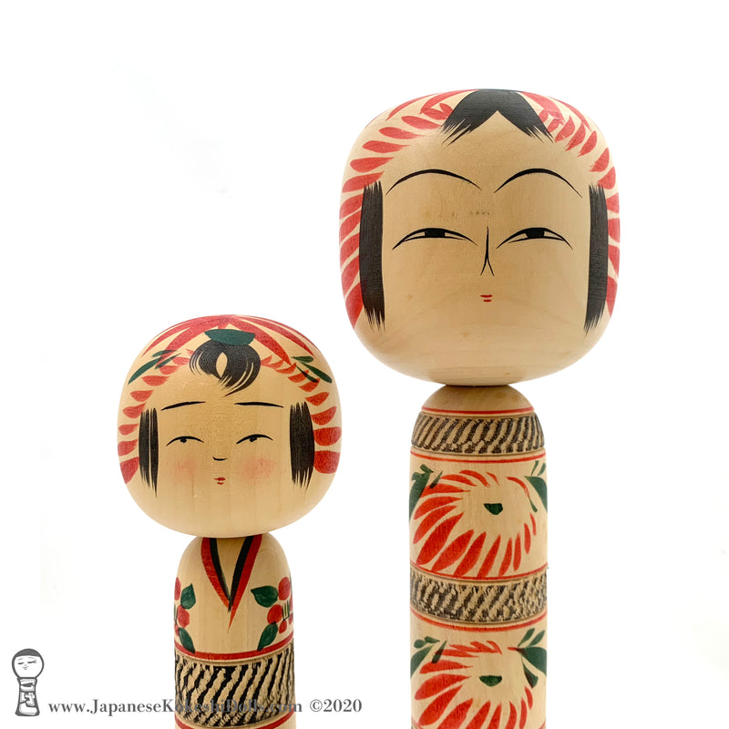 Kokeshi. Exquisite Pair of New Dento Kokeshi Dolls