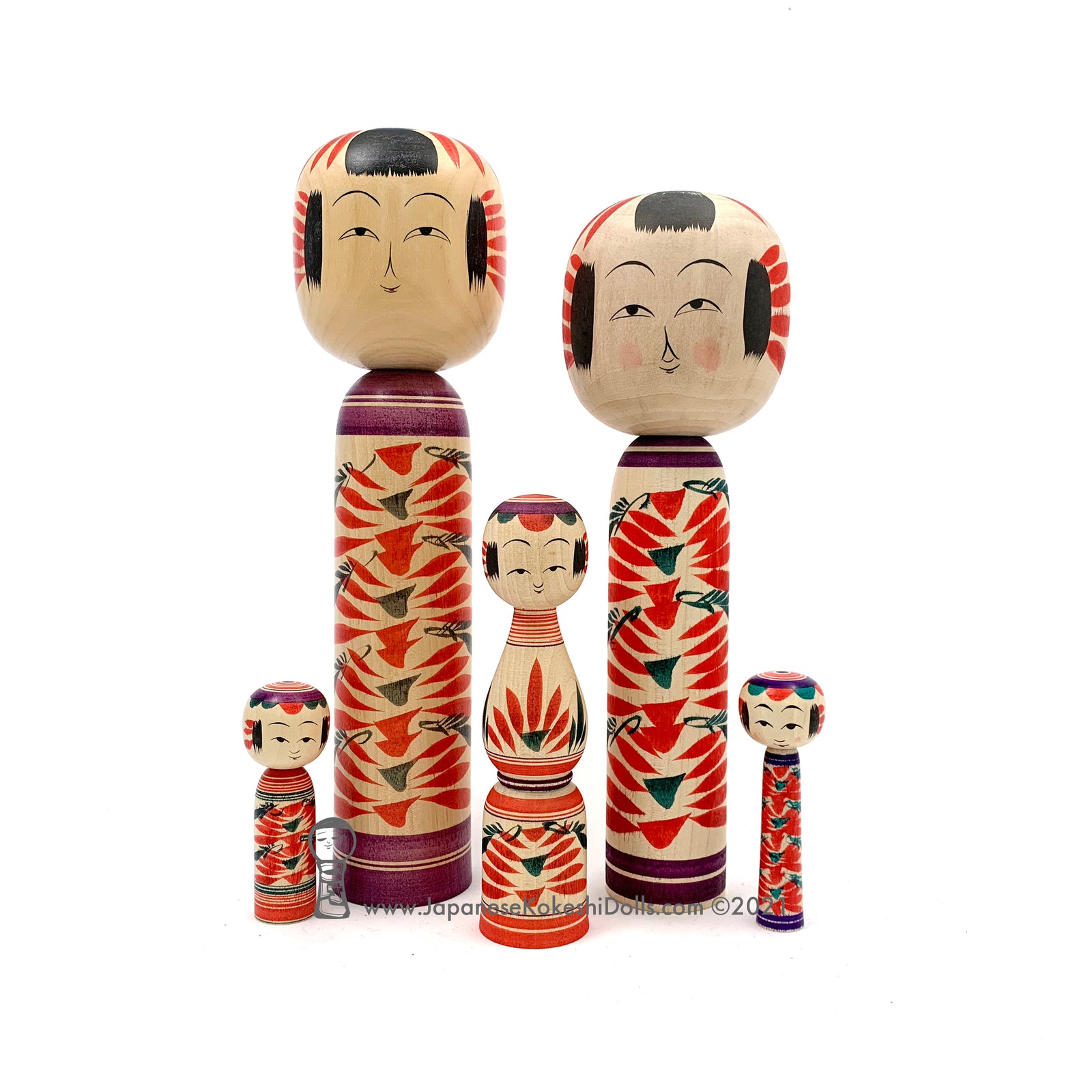 その他 kokeshi Kokeshi Family of 5. Brand New Traditional Kokeshi by Takashi